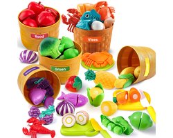 Sorteer Speelgoed Fruit Set - 35 Onderdelen - Speelgoed 1 Jaar - Speelgoed 2 Jaar - Speelgoed 3 Jaar - Montessori Speelgoed - Educatief Speelgoed - Jongens Speelgoed - Meisjes Speelgoed - Sensorisch Speelgoed - Kinderspeelgoed