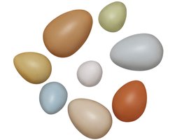 Sorteren eieren set van 8 - steen/resin mix - verschillende kleuren en maten - ShopVlot