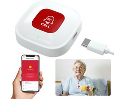 SOS Knop | Veiligheid voor Ouderen | 2,4Ghz | Krijg overal een melding | Plak op Muur, Tafel of op een Rolstoel | Kan ook om nek gedragen worden