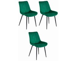 SOSA stoel - donkergroen fluweel / zwarte poten x 3