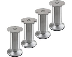 SOTECH 4 stuks meubelpoten TERRA hoogte 100 mm alu geborsteld hoogte verstelbaar tot max. 15 mm, belastbaar tot 250 kg / per voet