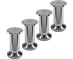 SOTECH 4 stuks meubelpoten TERRA hoogte 100 mm gepolijst chroom hoogte instelbaar tot max. 15 mm, belastbaar tot 250 kg / per voet