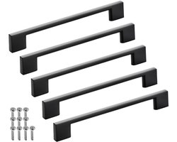 SOTECH 5 stuks meubelgrepen BLACKLINE XII BA 160 mm zwart mat aluminium (lengte 192 mm, breedte 9 mm, hoogte 28 mm) design keukengrepen