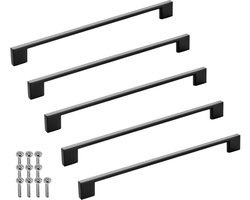 SOTECH 5 stuks meubelgrepen BLACKLINE XII BA 256 mm zwart mat aluminium (lengte 288 mm, breedte 9 mm, hoogte 28 mm) design kastdeurgrepen