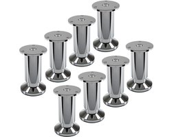 SOTECH 8 stuks meubelpoten TERRA hoogte 100 mm gepolijst chroom hoogte verstelbaar tot max. 15 mm, belastbaar tot 250 kg / per voet