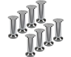 SOTECH 8 stuks meubelpoten TERRA hoogte 120 mm gepolijst chroom hoogte verstelbaar tot max. 15 mm, belastbaar tot 250 kg / per voet