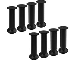 SOTECH 8 stuks meubelpoten TERRA hoogte 150 mm zwart geanodiseerd hoogte verstelbaar tot max. 15 mm, belastbaar tot 250 kg / per voet