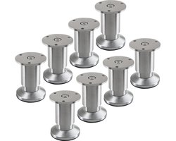 SOTECH 8 stuks meubelpoten TERRA hoogte 80 mm alu geborsteld hoogte verstelbaar tot max. 15 mm, belastbaar tot 250 kg / per voet