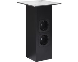 SOTECH Barconsole recht met moffen (70 x 70 mm, hoogte 210 mm, 30 kg draagvermogen, zwart) Baliesteun voor houten of glazen bladen