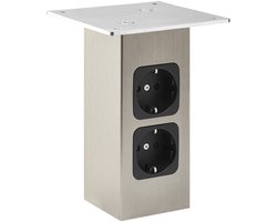 SOTECH Barconsole recht, met steunen (70 x 70 mm, hoogte 170 mm, draagvermogen 30 kg, look roestvrij staal) Steun voor houten of glazen bladen