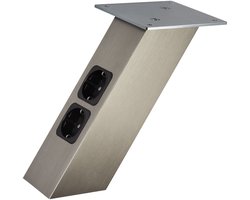 SOTECH Barconsole Schuin 210 x 80 x 70 mm in RVS look met Schuko Stopcontacten 30 kg Draagvermogen contravoet console