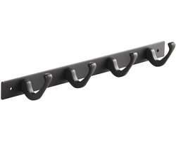 SOTECH Blackline FORTE-haakrail 345 mm met 4 haken zwart wandkapstok Garderoberail