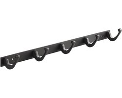 SOTECH Blackline FORTE-haakrail 450 mm met 5 haken zwart gepoedercoat Wandkapstok Kapstokhaken