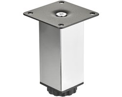 SOTECH meubelpoot ZULU 38 x 38 x 100 mm gepolijst chroom, belastbaar tot 100 kg per poot Pronkpoot Bankpoot Kastpoot