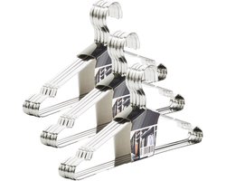 SOTECH set van 15 design kledinghangers, geborsteld roestvrij staal (SS201), 450 x 193 mm, vlak profiel: 8 x 2,5 mm met antislipgroef, ophanghangers voor garderobekasten en kapstokken