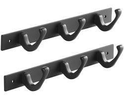 SOTECH set van 2 Blackline FORTE haakrails 257 mm met 3 haken zwart gepoedercoat Garderobehaken