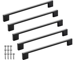 SOTECH set van 5 meubelgrepen BLACKLINE XII BA 192 mm zwart mat aluminium (lengte 224 mm, breedte 9 mm, hoogte 28 mm) design vitrinegrepen