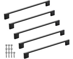 SOTECH set van 5 meubelgrepen BLACKLINE XII BA 224 mm zwart mat aluminium (lengte 256 mm, breedte 9 mm, hoogte 28 mm) design handgrepen