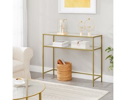 Souk Consoletafel - Bijzettafel Glazen Tafel - wandtafel - Dressoir - Salontafel - Goud 100 x 35 x 80 cm