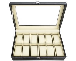 Soulima Horlogebox Paris - zwart - 12 vakjes - sieradenkist - 20 x 30 x 8 cm - organizer
