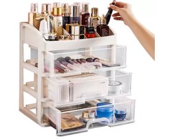Soulima Make-up organizer - kunststof - transparant - 27 x 23 x 17 cm - incl 3 lades