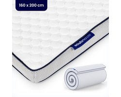 Soulsnooze® DuoComfort Matras Topper 160x200 cm - Matrastopper Memory Foam - Traagschuim Topmatras - Topdekmatras - Topmatrassen - Aanpasbaar Design - 3D Air Mesh - Medium Hardheid
