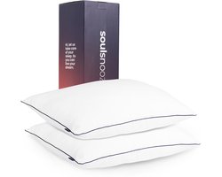 Soulsnooze - Luxe Hotel Kwaliteit Hoofdkussen - Set van 2 stuks Hoofdkussens - 60x70 cm - Aanpasbaar Design Kussen- 30 - Hoofdkussen Nekklachten - Anti Allergie Kussens – Wasbaar – Wit – Medium - Voor Rug Zij en Buikslaper – Slaapkussen -Pillow