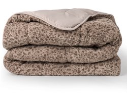Soulsnooze Teddy Dekbed Panter Taupe 140×200 - 2-in-1 Dekbed Zonder Overtrek - Wasbaar Dekbed zonder Hoes - Deken - Bedsprei - Fluffy Plaid