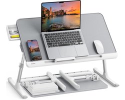 Sounix Bedtafel - Laptoptafel - Banktafel - Laptoptafel verstelbaar - Laptopstandaard - Ontbijttafel - Ontbijt op bed - Grijs/Wit