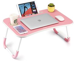 Sounix Bedtafel - Laptoptafel - Inklapbaar - Banktafel - Ontbijttafeltje - Roze
