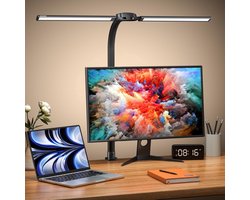 Sounix Bureaulamp Led met Afstandsbediening - 5 Lichtstanden - 5 Helderheidsniveaus - LED Bureaulamp - Leeslamp - Bedlamp - LED Desk Lamp - via USB - Zwart