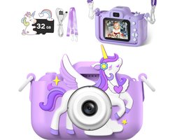 Sounix Digitale Kindercamera - 32GB SD-kaart - 1080P video - Digitale Kindercamera HD 1080p - Fototoestel voor Kinderen - Paars