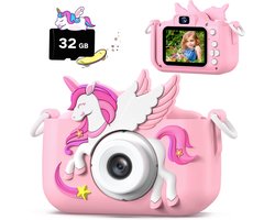 Sounix Digitale Kindercamera - 32GB SD-kaart - 1080P video - Digitale Kindercamera HD 1080p - Fototoestel voor Kinderen - Rose/Wit