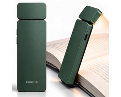 Sounix LED Leeslampje voor Boek met Klem - Boeklampje met 3 Lichtstanden - Oplaadbare boeklamp USB - Dimbaar - Groen