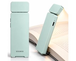 Sounix LED Leeslampje voor Boek met Klem - Boeklampje met 3 Lichtstanden - Oplaadbare boeklamp USB - Dimbaar - Mintgroen