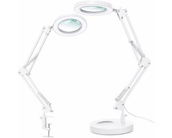 Sounix Loeplamp met LED Verlichting - Met Klem en Baseren - 84LED - Tafel Loeplamp - Bureaulamp - Diamond Painting Accesoire - Wit