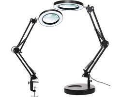 Sounix Loeplamp met LED Verlichting - Met Klem en Baseren - 84LED - Tafel Loeplamp - Bureaulamp - Diamond Painting Accesoire - Zwart