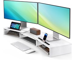 Sounix Monitor standaard - Monitorstandaard - Monitor Verhoger - 1 of 2 montors - Verstelbaar - Wit