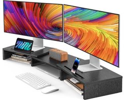 Sounix Monitor standaard - Monitorstandaard - Monitor Verhoger - 1 of 2 montors - Verstelbaar - Zwart