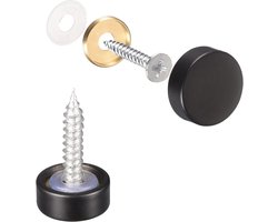 sourcing map 10 stuks spiegelschroeven 12 mm messing decoratieve kap bouten afdekking spijkers bevestigingen voor spiegels tafels badplaten kasten glazen borden zwart