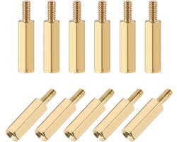 sourcing map 20 stk.M2,5x15mm+6mm messing zeskant PCB moederbord afstandhouders