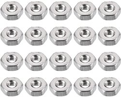 sourcing map 20 stuks zeskantmoeren 4#-40 UNC 304 roestvrij stalen schroefdraadmoeren