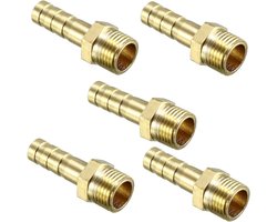 Sourcing map 5 stuks. Messing slangverbinding pijpaansluiting 6mm tuit x 1/8 PT stekker buis 6mm x 1/8 PT, 5 Pack