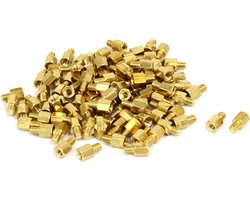 sourcingmap® M3 x 5mm+4mm Mannelijke naar Vrouwelijke Schroefdraad Messing Zeskant Pijlers Standoff Spacers 100PCS