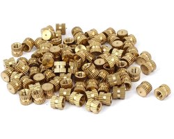 sourcingmap M4 x 6mm 6.3mm OD Messing schroefdraad Invoegen ingesloten Knurled Thumb Nut 100PCS