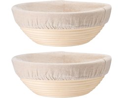 Sourdough Proofing Basket - Banneton Bread Proofing Basket - Natuurlijke Rotan Constructie - Inclusief Katoenen Voering - 23 Cm Diameter - Set Van 2 Stuks - Voor Thuisbakkers En Professionals