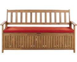 SOVANA - Tuinbank met opbergruimte - Lichthout/Rood - Acaciahout