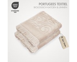 SOWL Set van 2 Handdoeken Harmony - Design Handdoek - Biologisch Katoen & Linnen - 50x100 cm - Beige