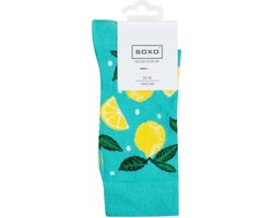 SOXO - Dames Sokken - Citroen Design - Maat 35-40 - Grappige Sokken - Comfortabele Dameskousen - Cadeau Idee - Originele Ontwerpen - Unieke Sokken voor Vrouwen