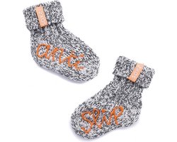 SOXS® Warme Wollen Baby Sokjes Antislip – Grijs – Orange label – Maat 19/28